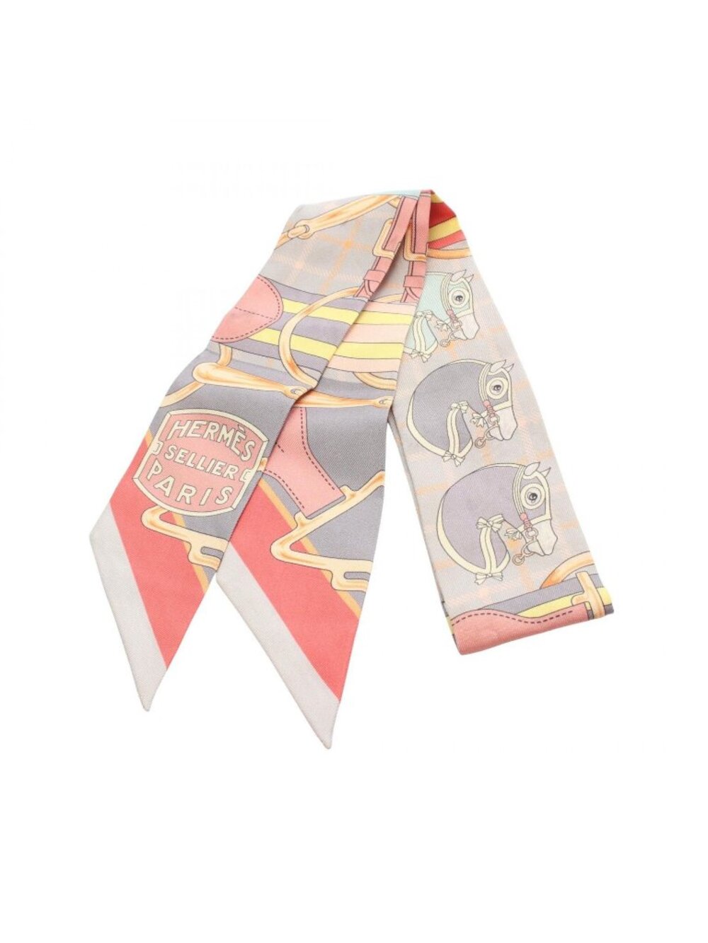 Hermes Scarf Twilly Sellier Ribbon Silk